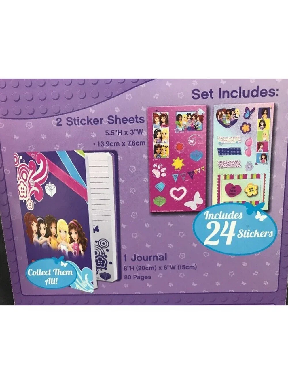 LEGO Friends Journal and Sticker Set Purple 80 Pages Hardback Diary Notebook